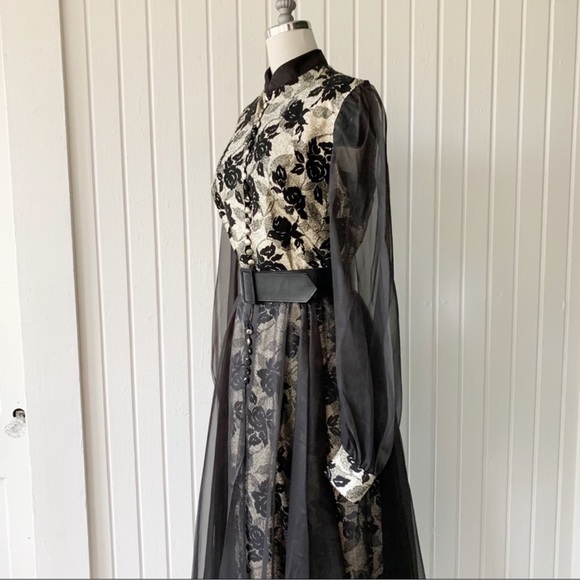 VTG 70s Mel Warshaw Gold Metallic Evening Dress - Picture 3 of 7